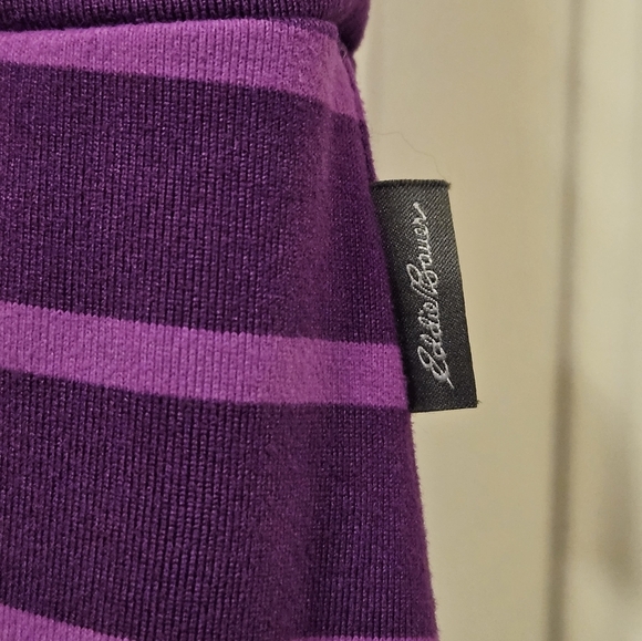 Eddie Bauer Striped Sleeveless Travel V-Neck Aster A Line Purple Dress size L - Picture 2 of 7